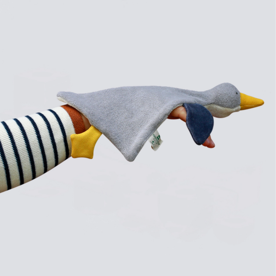 Schmusetuch und Fingerpuppe Wildgans Till