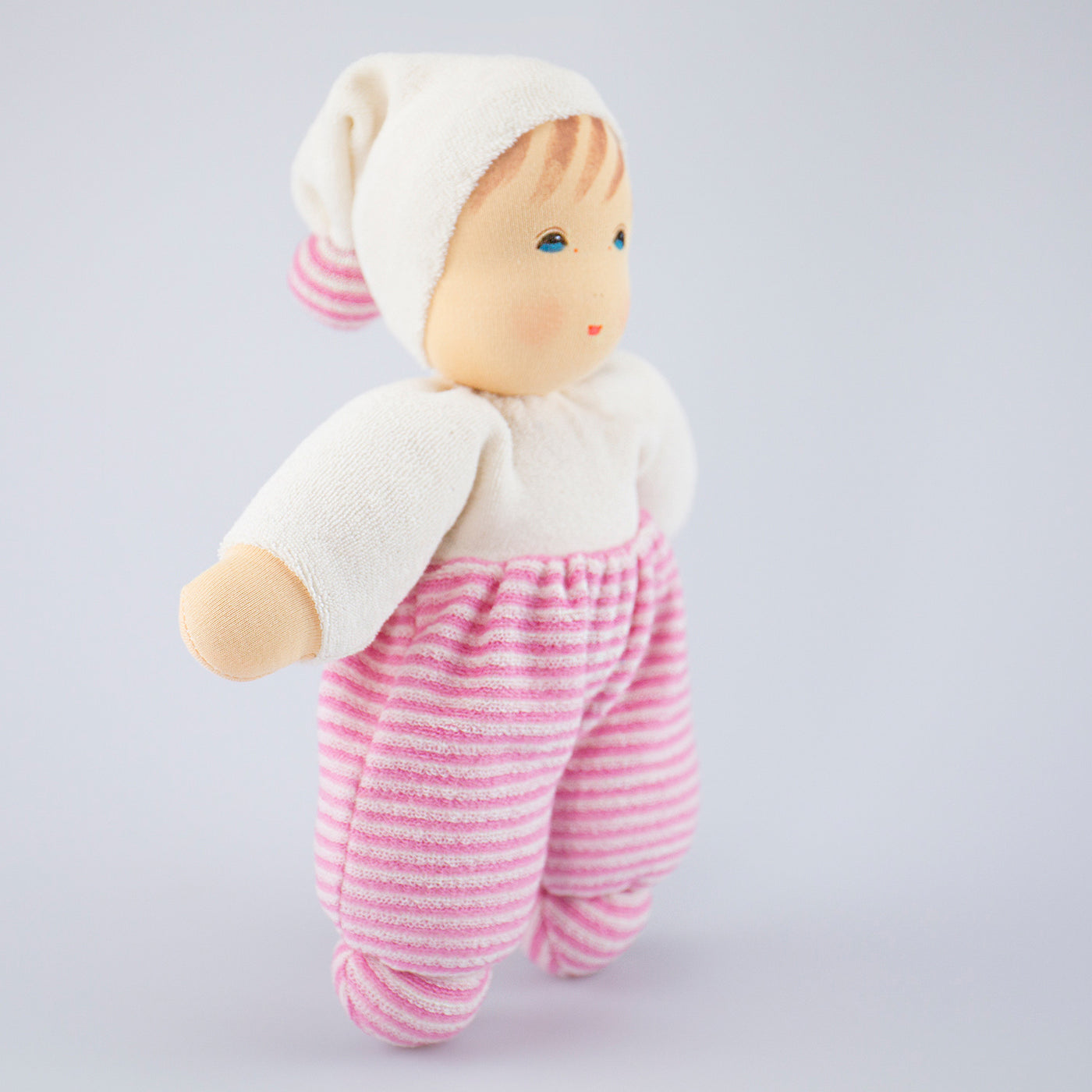 Nanchen Puppe Möpschen rosa gestreift - 26 cm