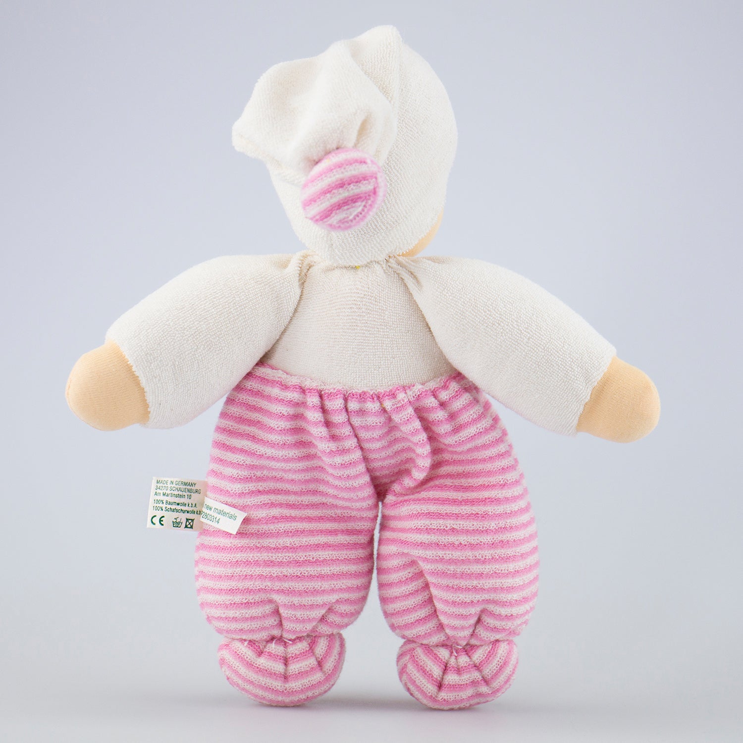 Nanchen Puppe Möpschen rosa gestreift - 26 cm
