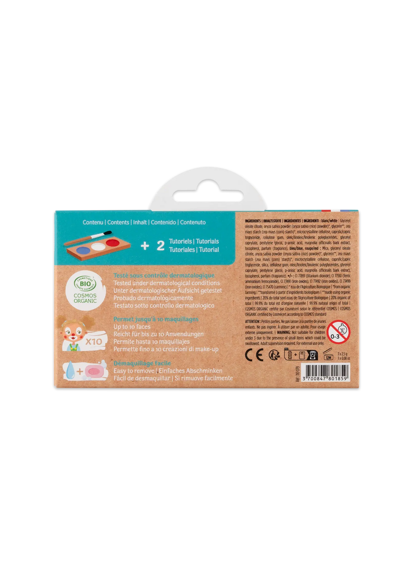 Schminkpalette für Kinder - 3 Farben, Clown & Harlekin