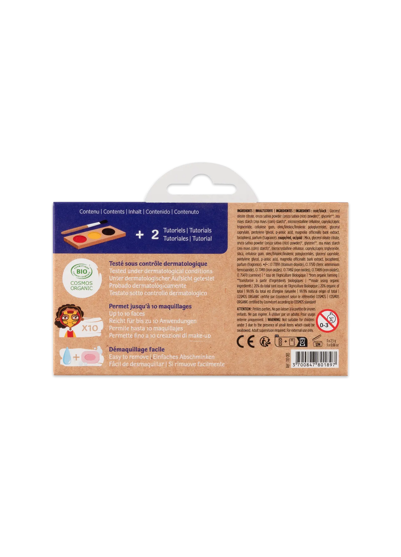 Schminkpalette für Kinder - 3 Farben, Ninja & Superheld