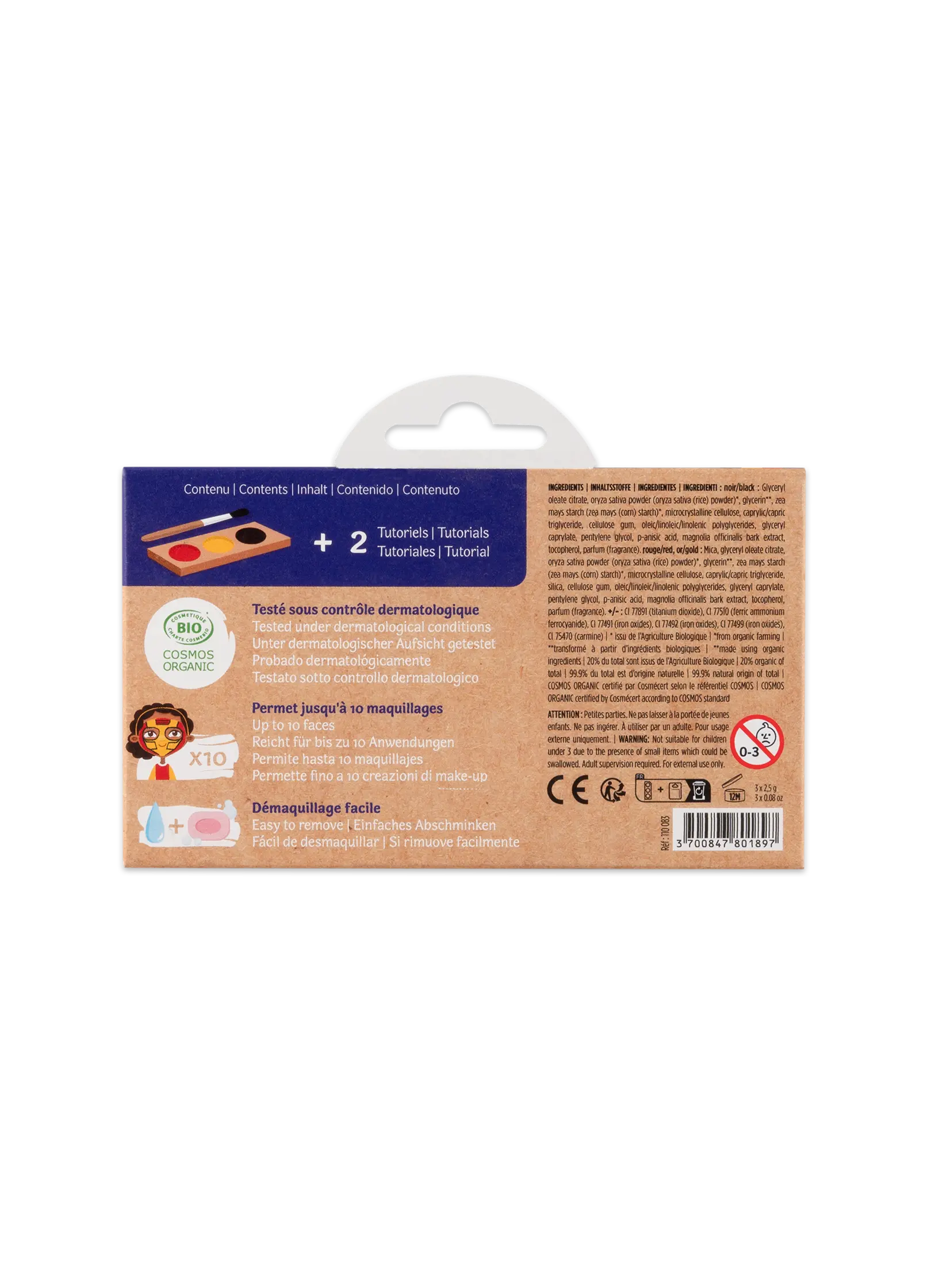 Schminkpalette für Kinder - 3 Farben, Ninja & Superheld