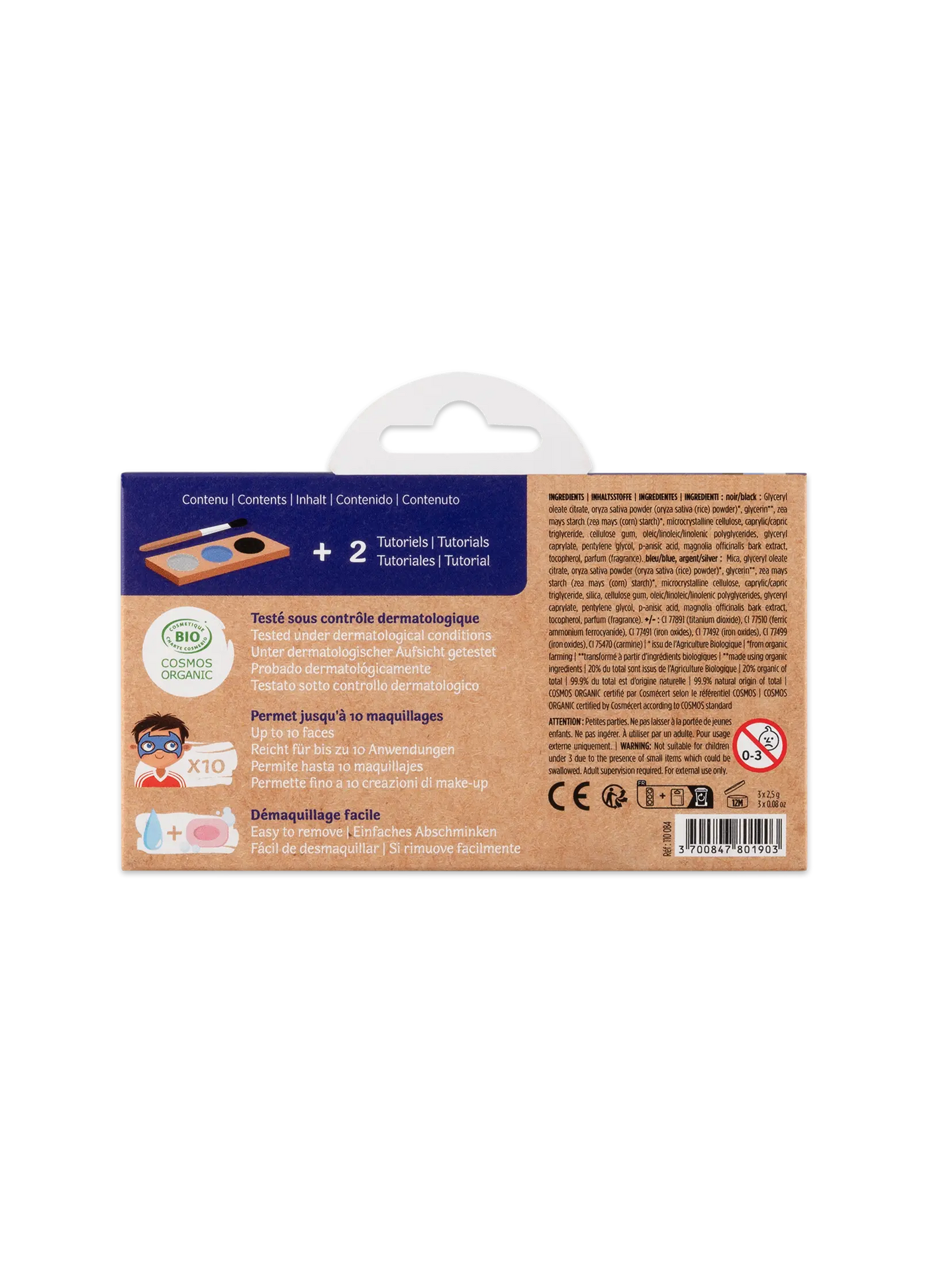 Schminkpalette für Kinder - 3 Farben, Ritter & Superheld