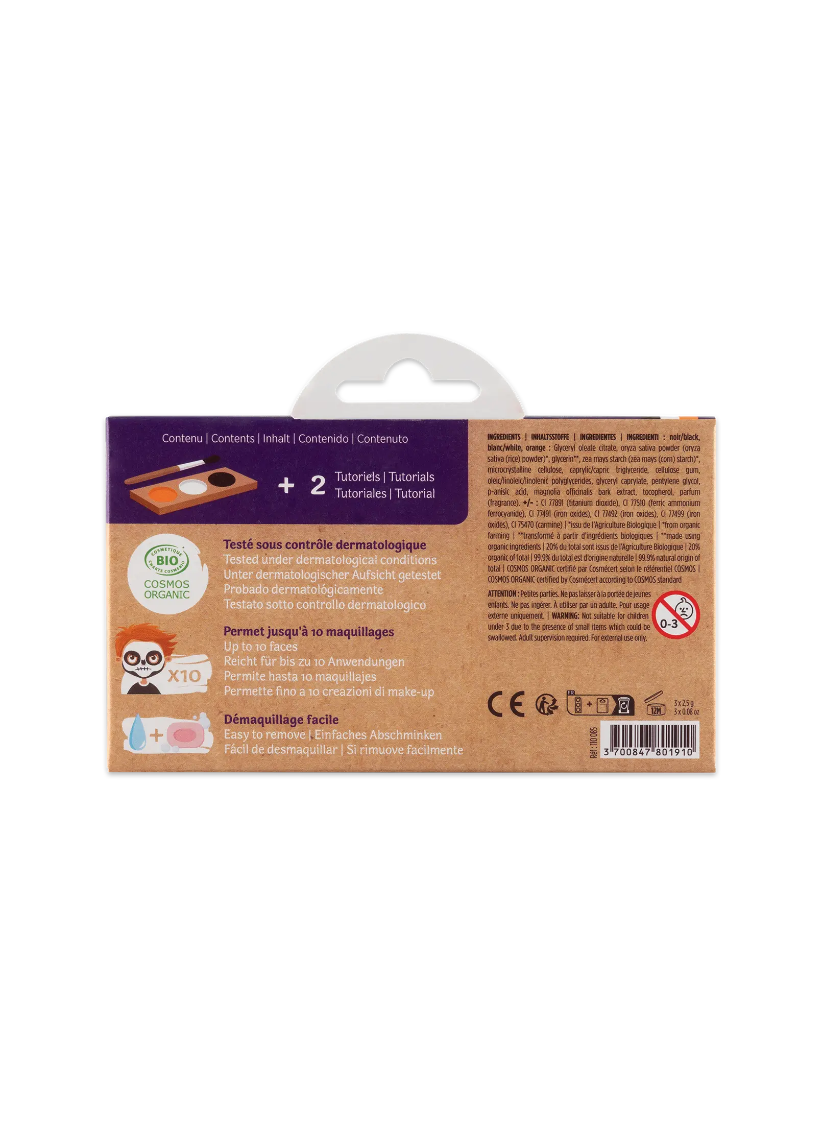 Schminkpalette für Kinder - 3 Farben, Kürbis & Skelett