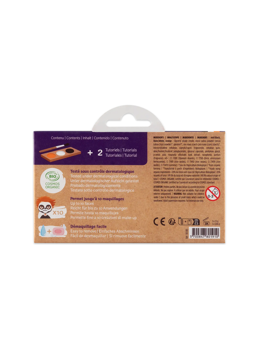 Schminkpalette für Kinder - 3 Farben, Kürbis & Skelett