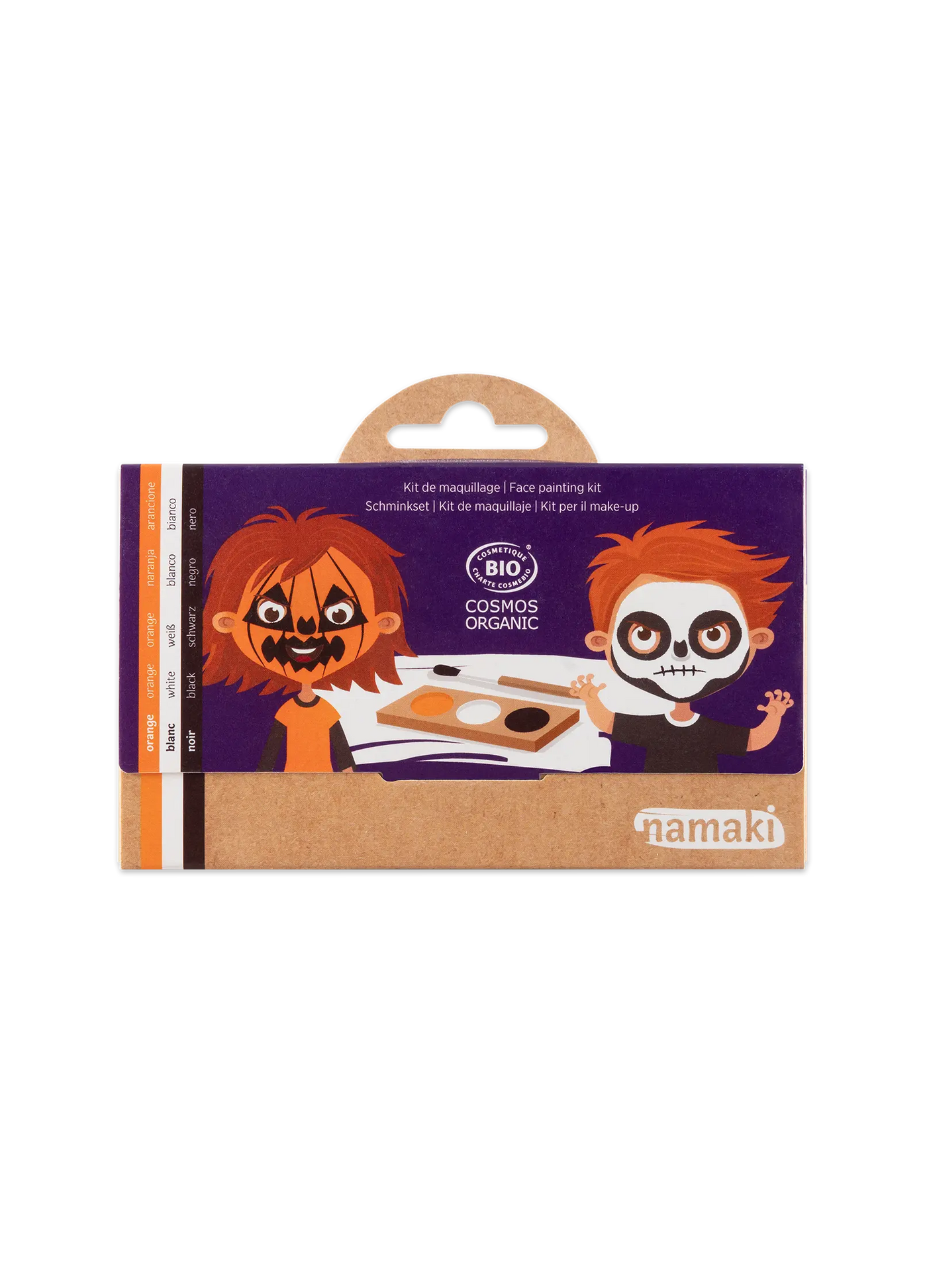 Schminkpalette für Kinder - 3 Farben, Kürbis & Skelett