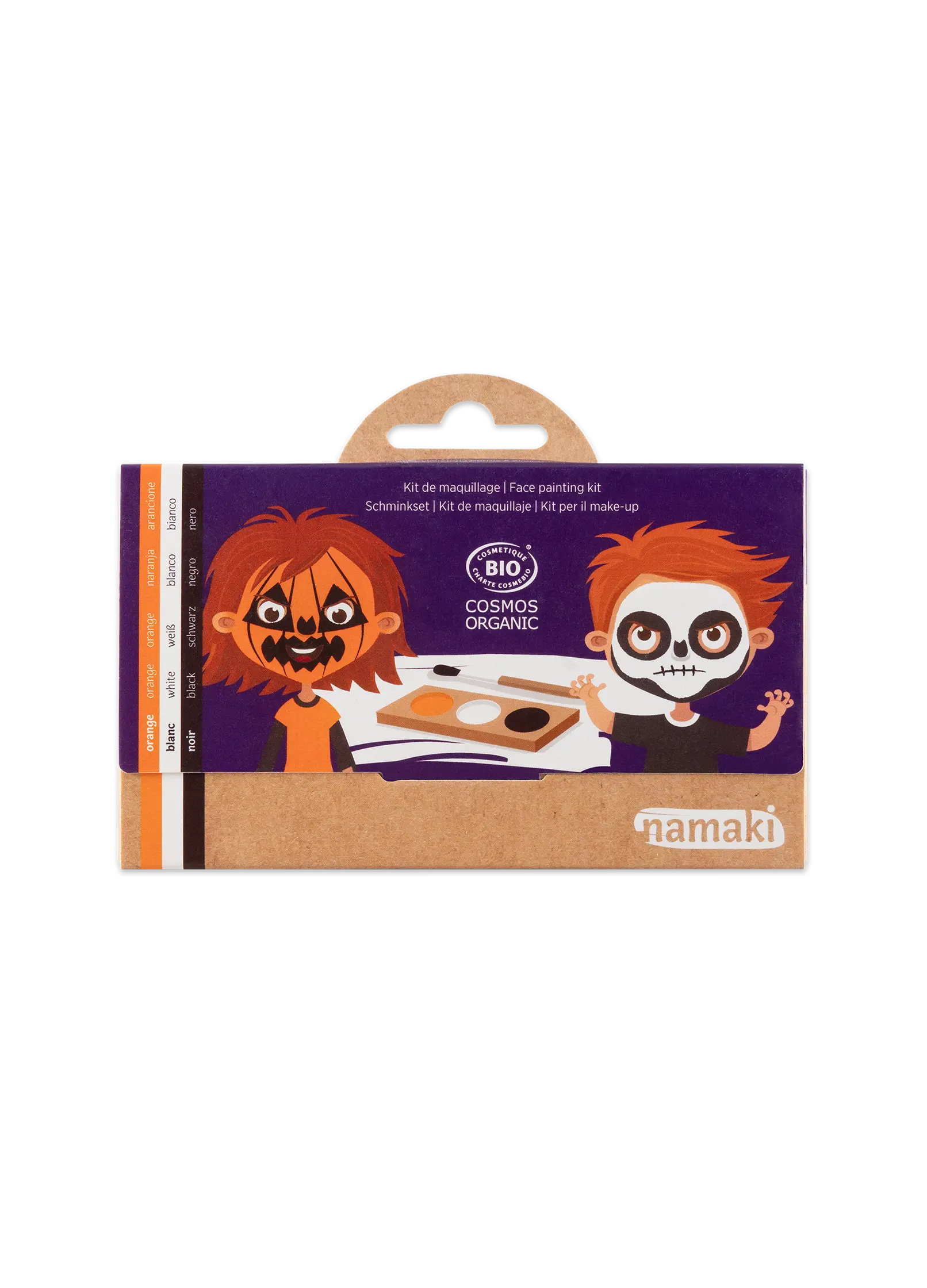 Schminkpalette für Kinder - 3 Farben, Kürbis & Skelett