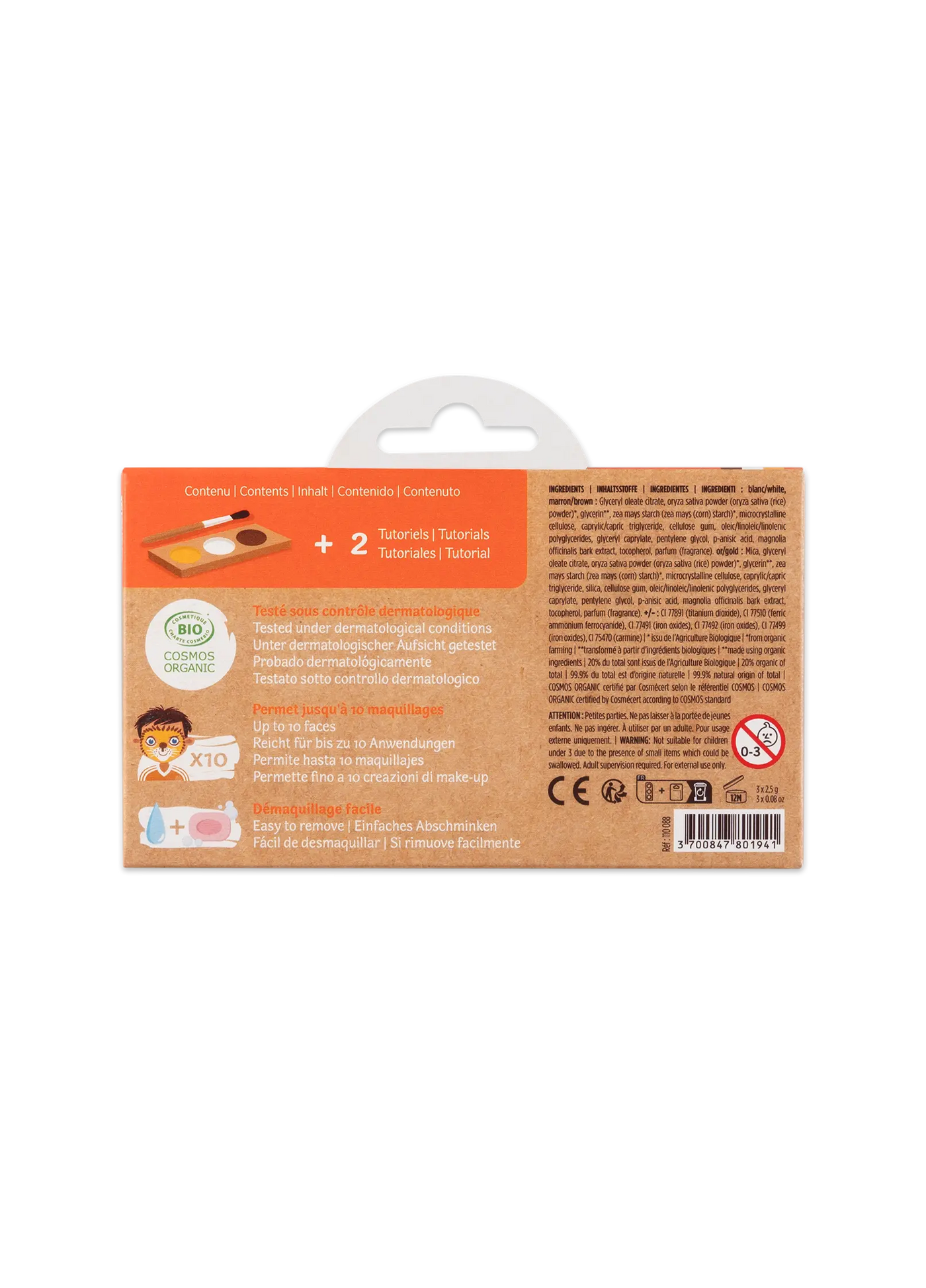 Schminkpalette für Kinder - 3 Farben, Löwe & Giraffe