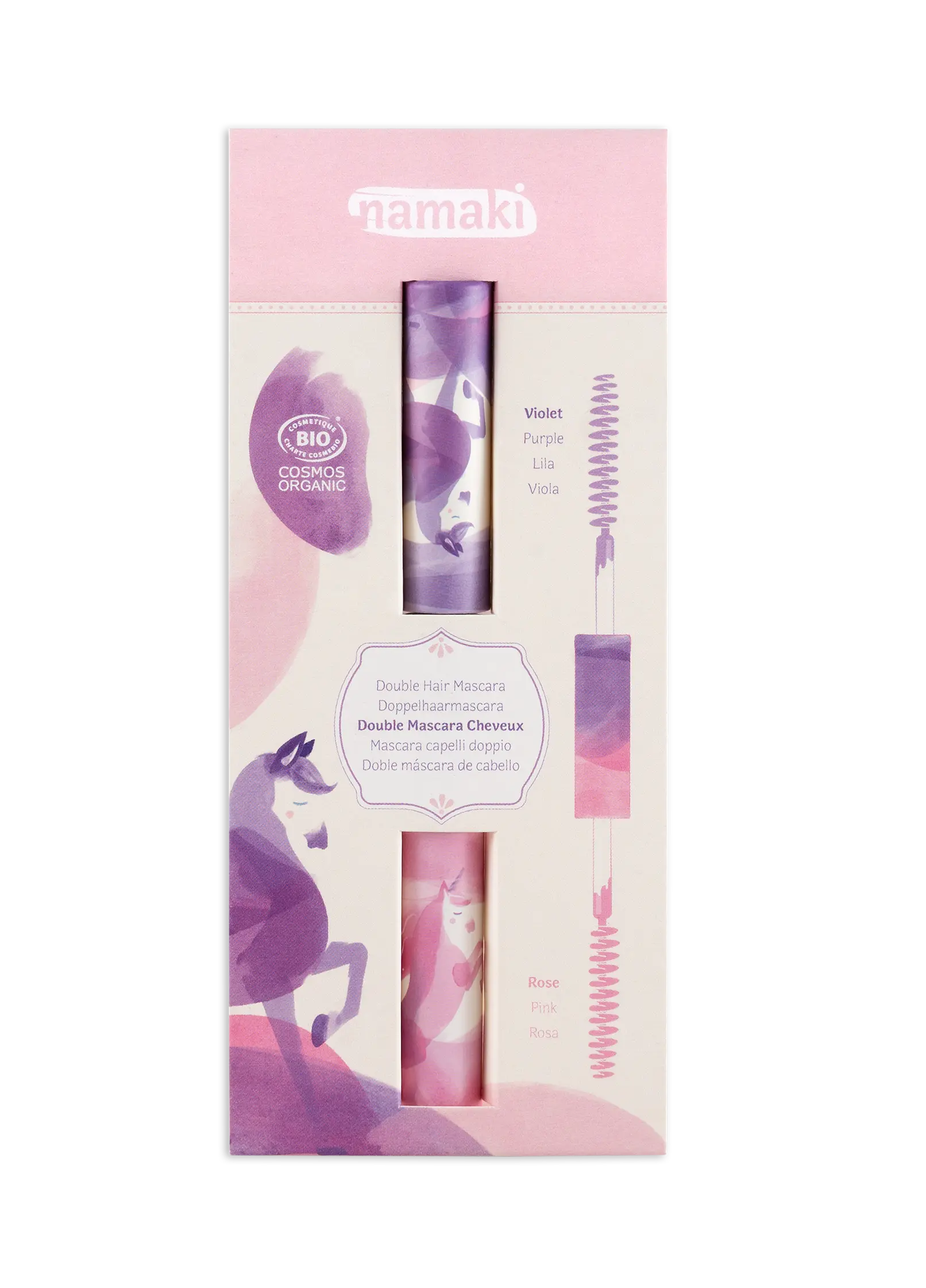 Haarmascara Doppel-Applikator - Rosa & Violett
