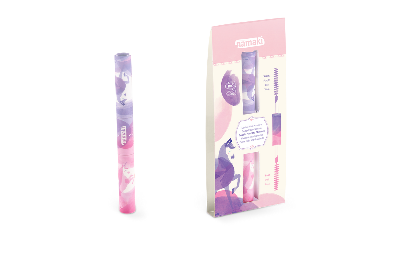 Haarmascara Doppel-Applikator - Rosa & Violett