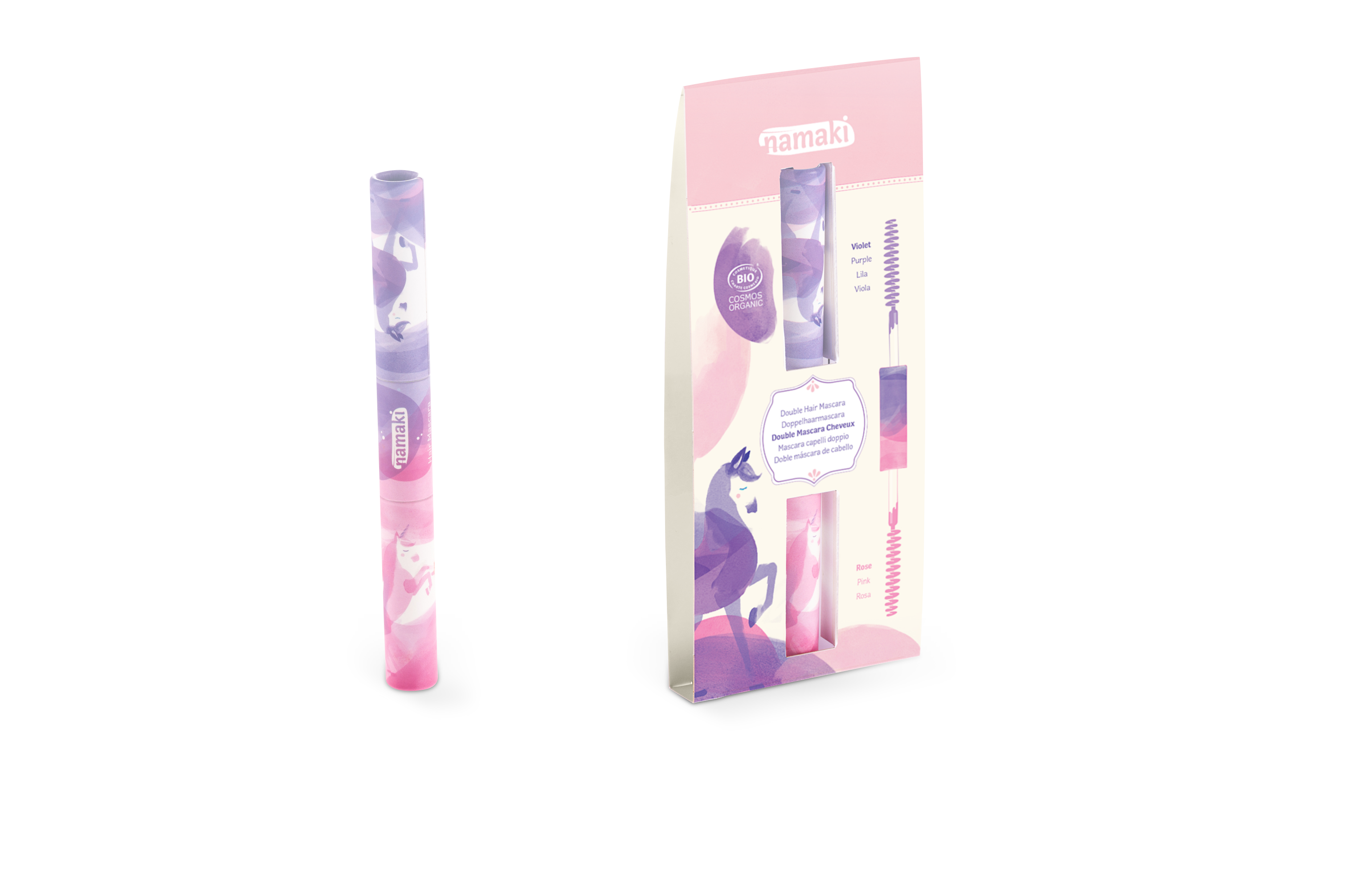 Haarmascara Doppel-Applikator - Rosa & Violett