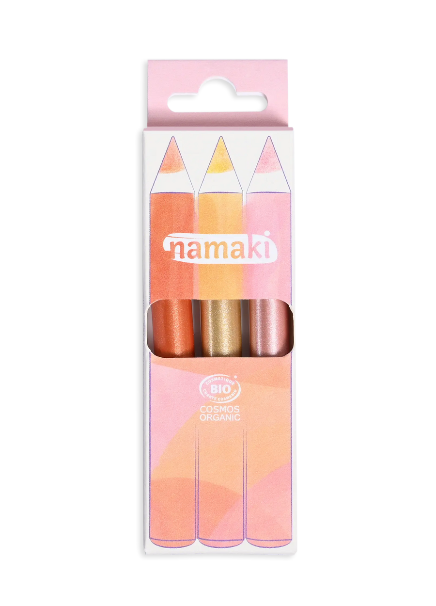 Kinderschminkstifte Glitzer Tag - Jumbo 3er Set - Gold/Kupfer/Pink