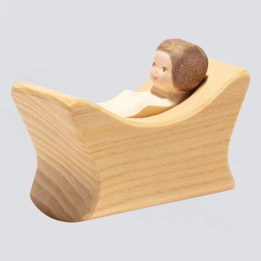 Ostheimer Holzfigur Wiege mit Kind