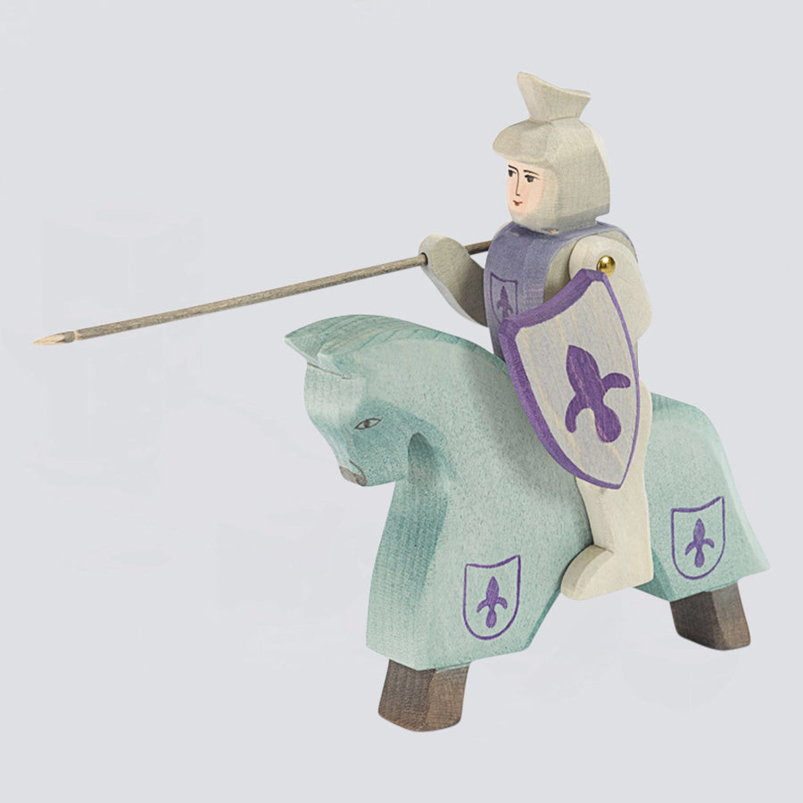 Ostheimer Holzfigur Ritter reitend blau