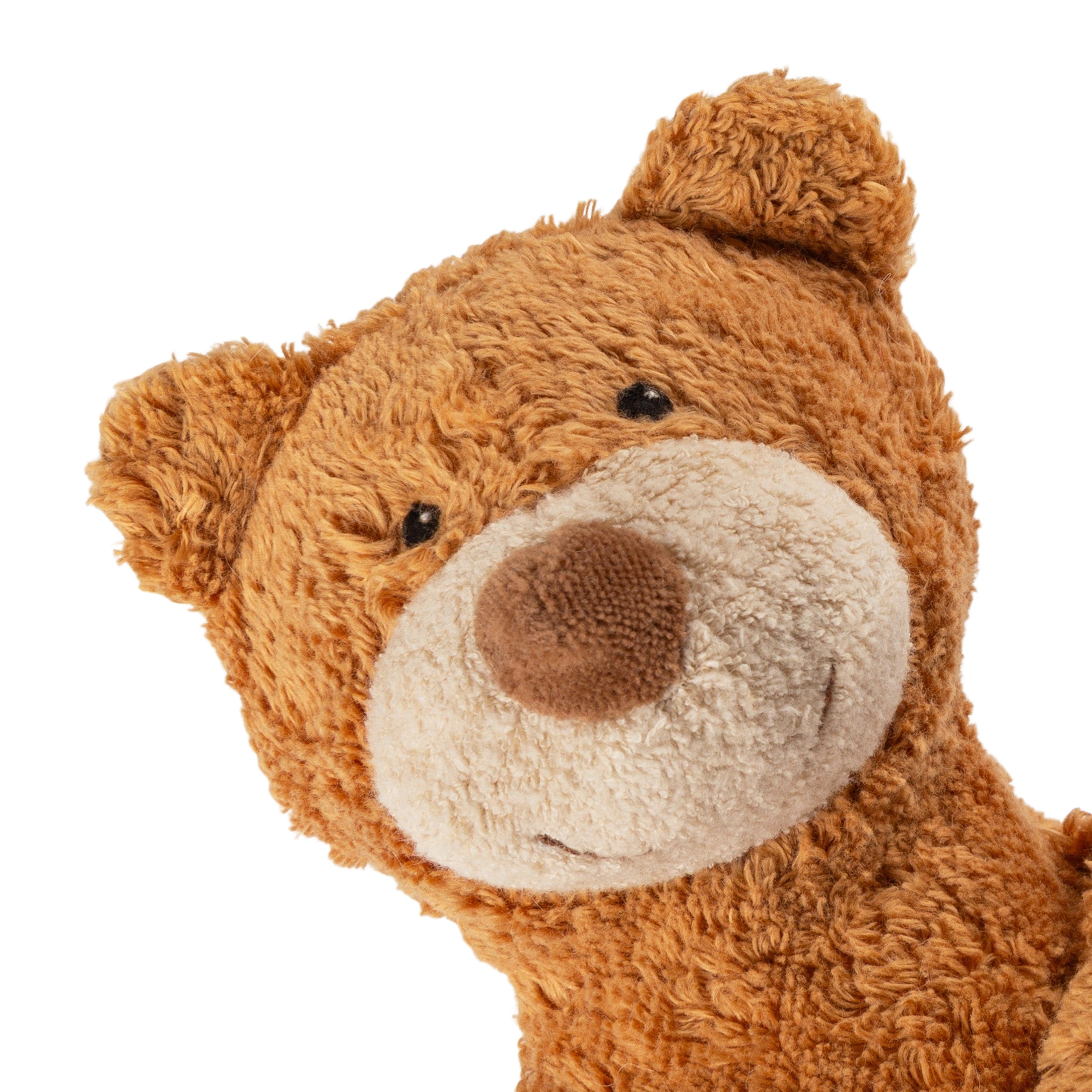 Bio-Kuscheltier Bär braun groß Kopf Nahaufnahme