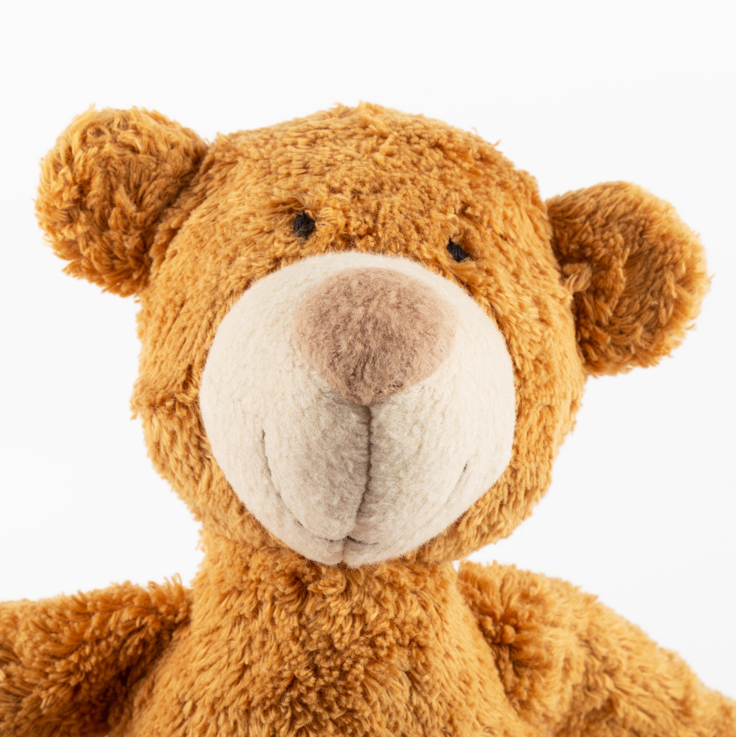 Bio-Kuscheltier Bär braun Nahaufnahme Kopf