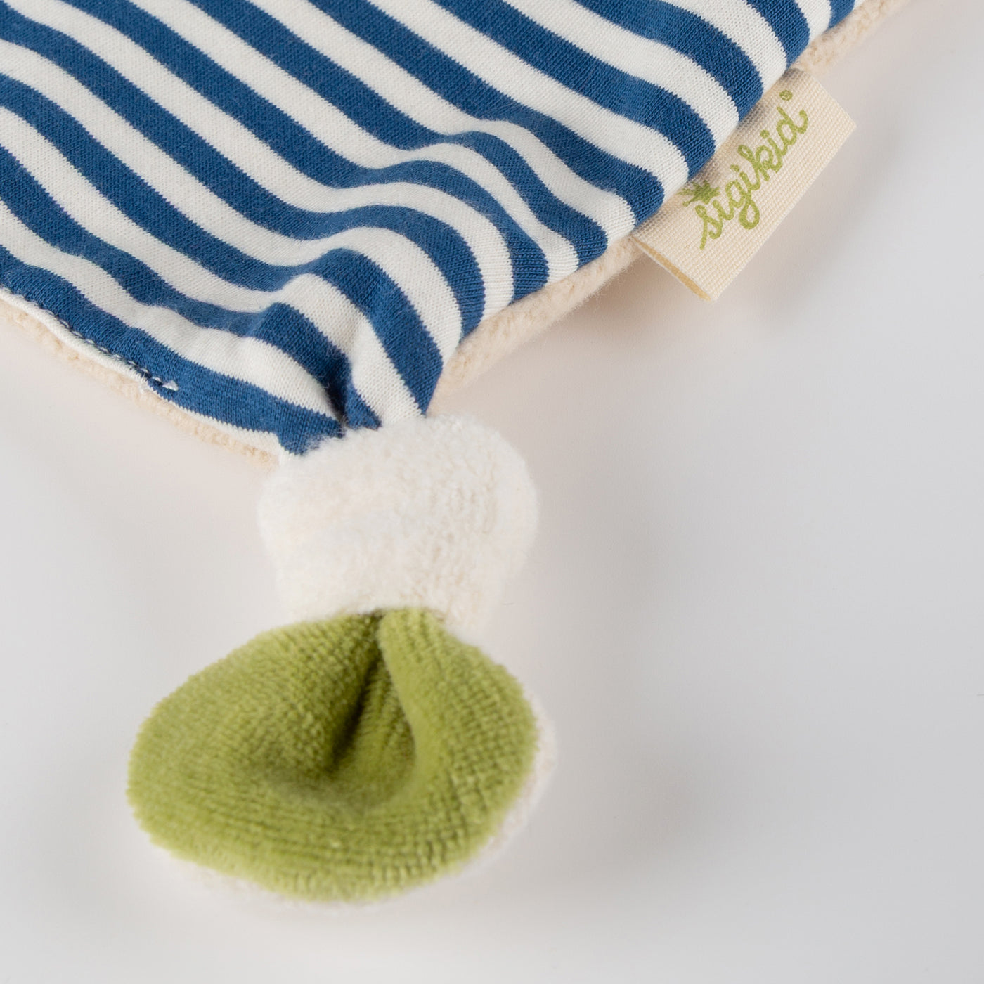 Bio-Schnuffeltuch Hase blau Ecke