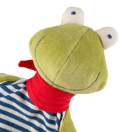 Bio-Schnuffeltuch Frosch blau Kopf aus der Nähe