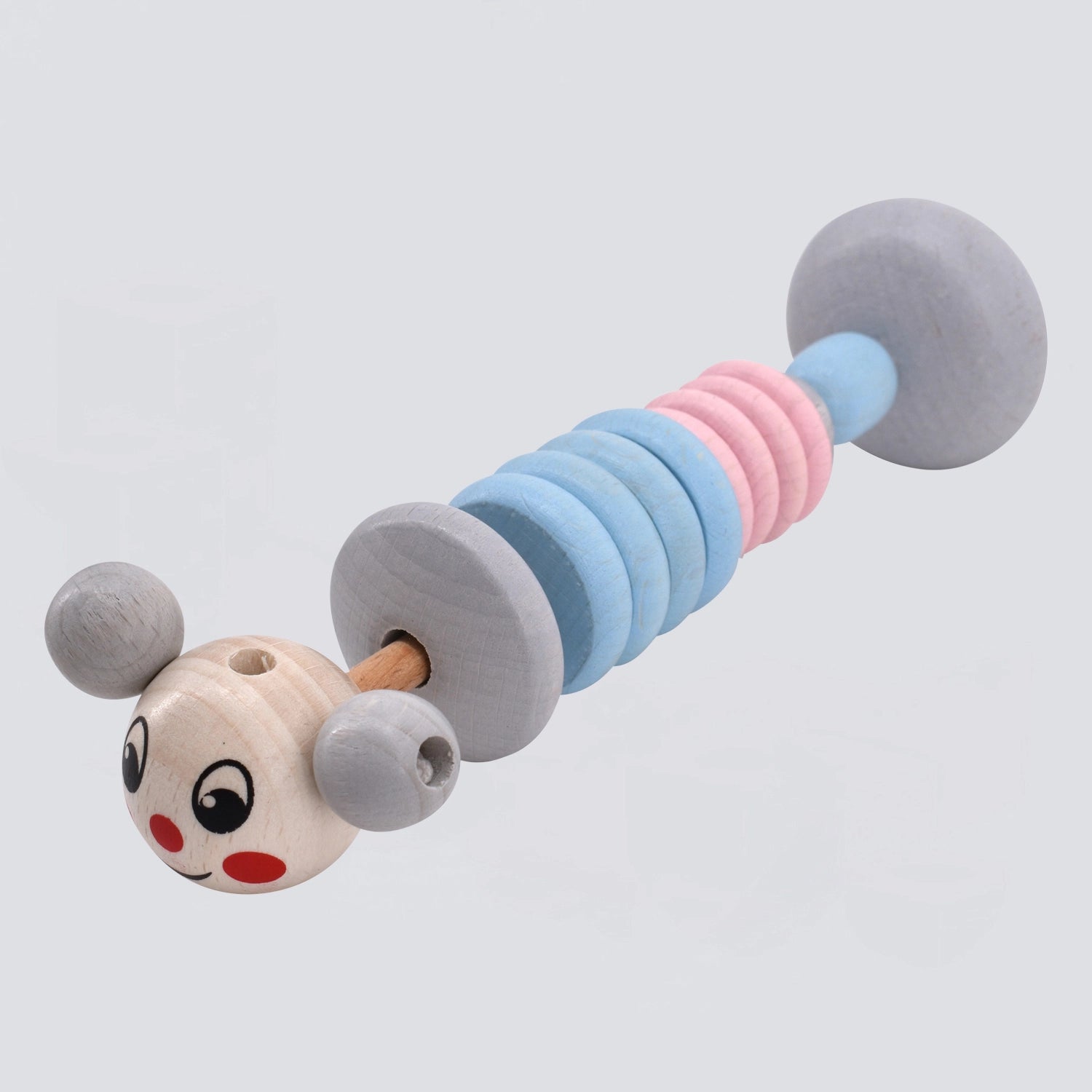 Rappel-Raupe "Clic-Clac" (blau/rosa)