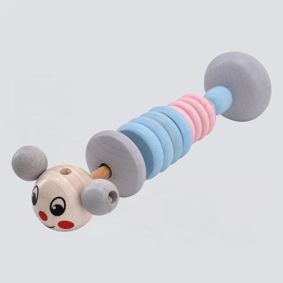 Rappel-Raupe "Clic-Clac" (blau/rosa)