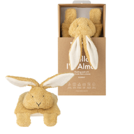Wärmendes Bio-Kuscheltier Hase Alma von Wooly Organic mit Kirschkernfüllung, langen Ohren und weicher Baumwolle in nachhaltiger Geschenkbox
