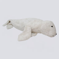 Kuscheltier Robbe groß weiß mit Dinkelspreu-Inlett
