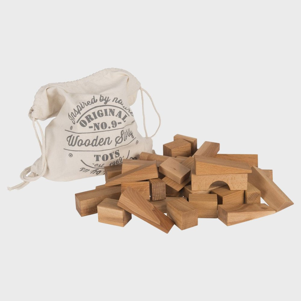 Holzbausteine natur XL im Baumwollsack - 50 Stück